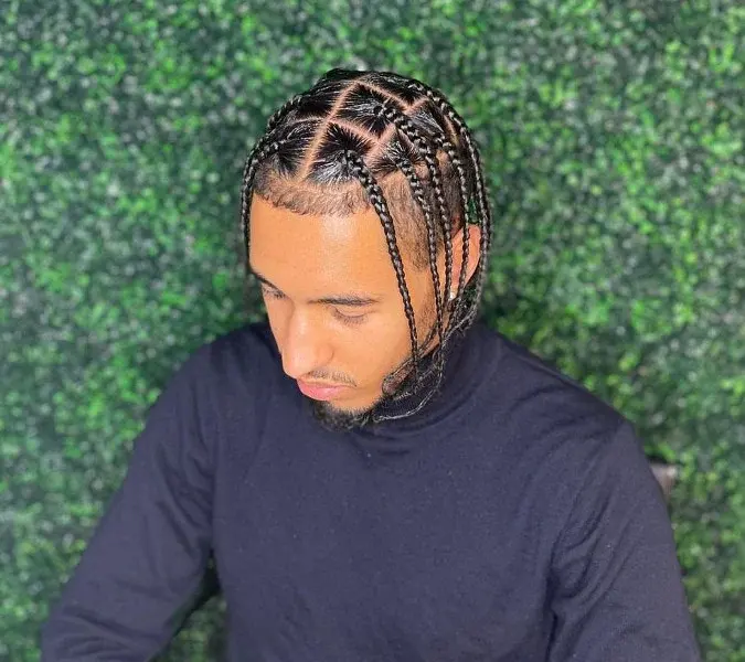 Men's Single Plaits Braids Custom Cornrows Book London Mobile Afro Hairdresser Black Hair Salon Near Me Braider FroHub