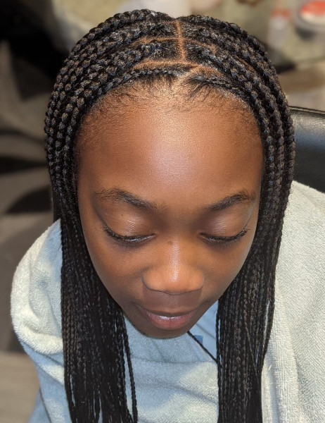 Kids Knotless Box Long Braids Itoju Book Black Afro London Mobile Hair Stylist Braider Near Me FroHub