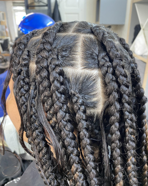 Large Knotless Braids TheBraidTechnician Book Black Afro London Mobile Hairdresser Salon Braider Near Me FroHub