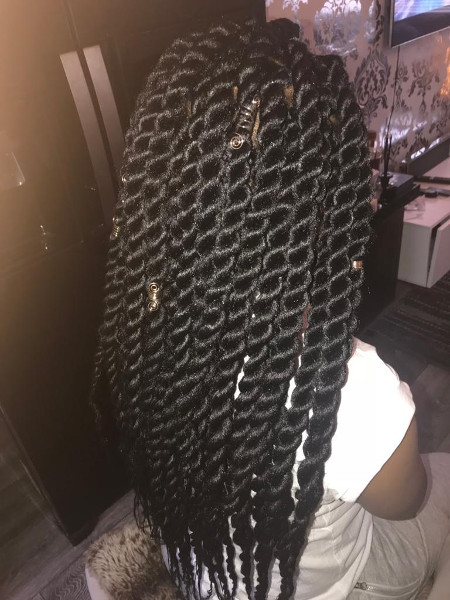 Senegalese Rope Twists Jumbo Waist Length Book Black Mobile London Essex Hairdresser Lovely Braids UK FroHub