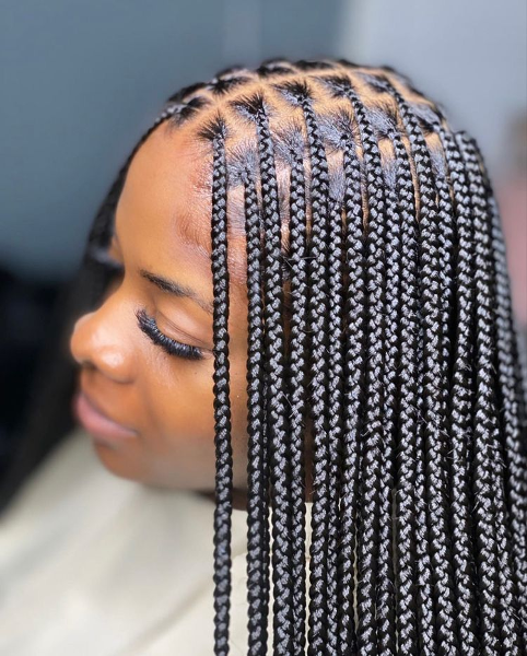 Large Knotless Braids with Curly Ends - Waist Length - FroHub