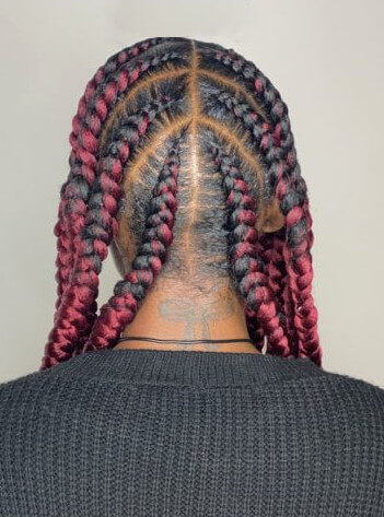 Feed In Braids Red Cornrows Stitch Creativhairstyles Book Black Afro London Hairstylist Braider FroHub