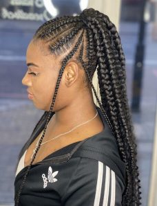 Stitch Feed In Braids Ponytail - Book London Afro Hairdresser | FroHub