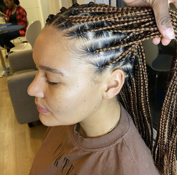 Brown knotless box braids