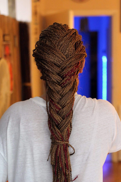 French braid done with box braids