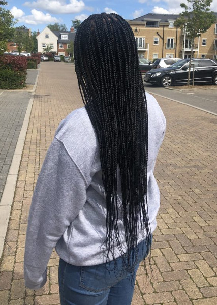 Small Knotless Braids – waist length