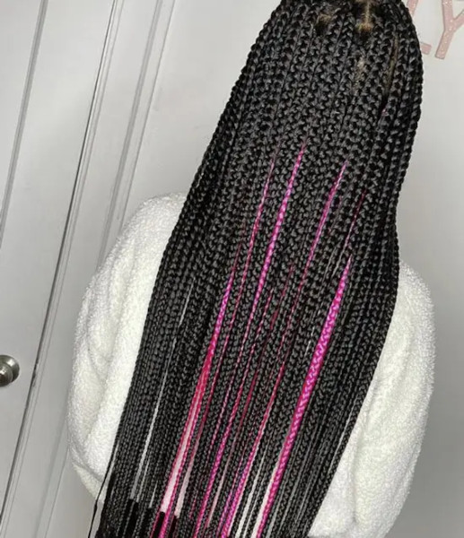 peekaboo braids with pink highlights - FroHub