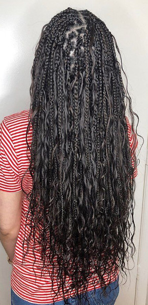 Small Knotless Goddess / Boho Braids – waist length