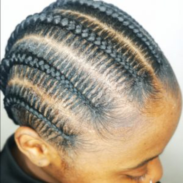 Freestyle Cornrow Braids with Curly Pig Tails