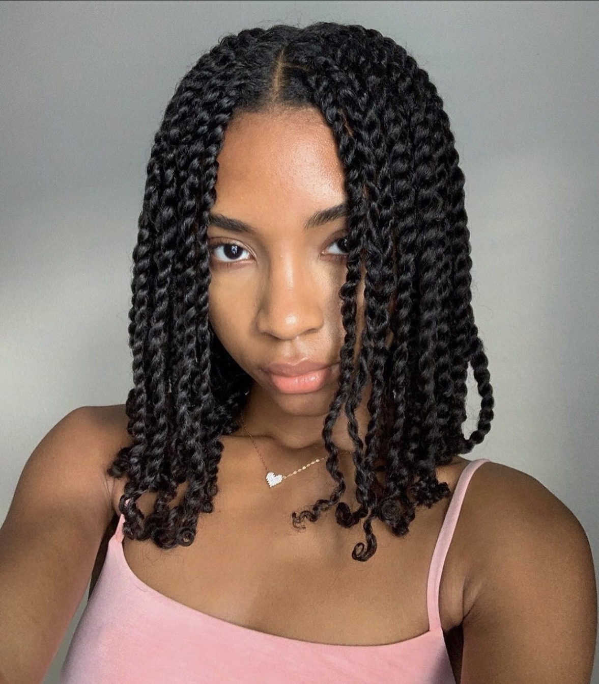 Mini twists on natural hair. No extensions added. Mini twists are