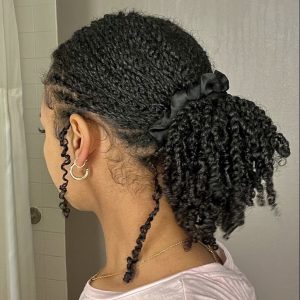 mini twists low ponytail