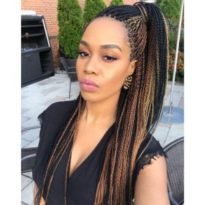 Multi-coloured Senegalese twists 