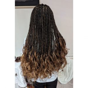 brown French curl braids