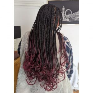 burgundy french curl braids