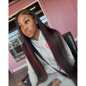 Closure Wig with Highlights