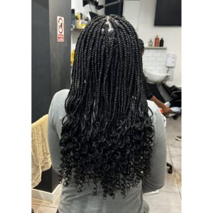 medium box braids with curly ends