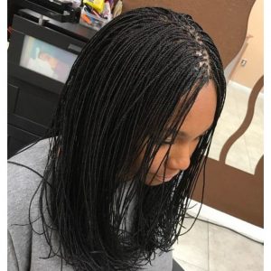 Micro Braids with Middle Part