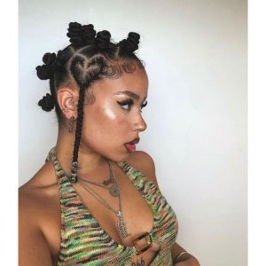 Bantu Knots with Accent Braid