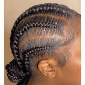 feed in stitch braids bun