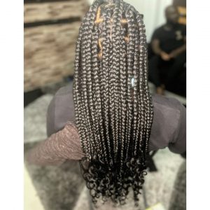 jumbo box braids with curly ends