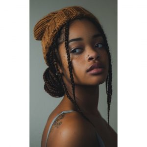  Beanie with Low Braided Bun