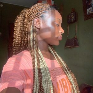 brown and blonde peekaboo braids