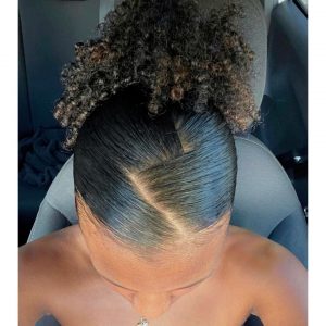 High Puff with Zig Zag Parting