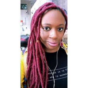 small red faux locs