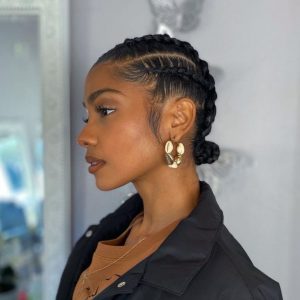 Feed In Braids Low Bun