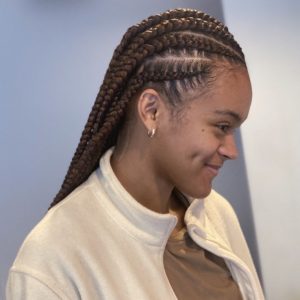 brown feed in Fulani braids