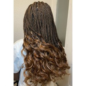 brown french curl braids