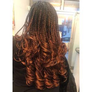 copper french curl braids