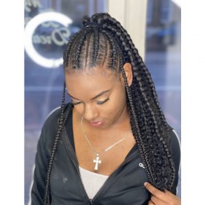 feed in stitch braids ponytail