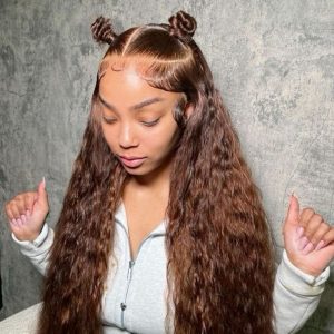 full lace wig with half up half down space buns