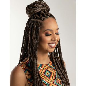 half up half down box braids
