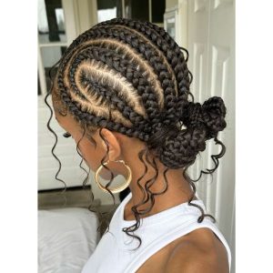 feed in braids bun