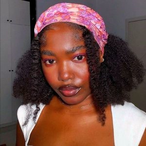 hair down with head scarf