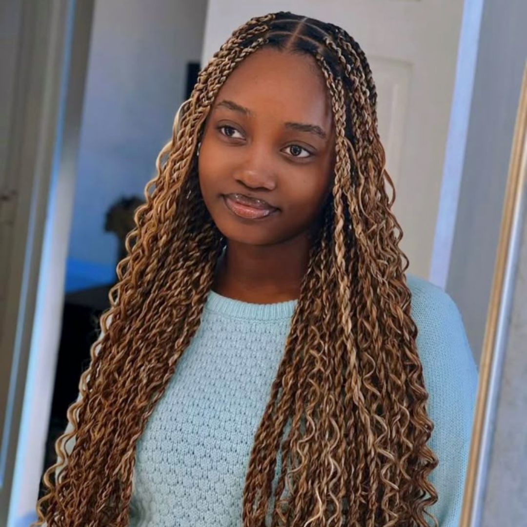 honey blonde boho twists North West London Afro hairdressers near me FroHub