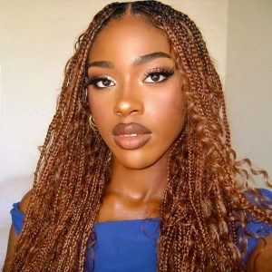 brown knotless goddess braids
