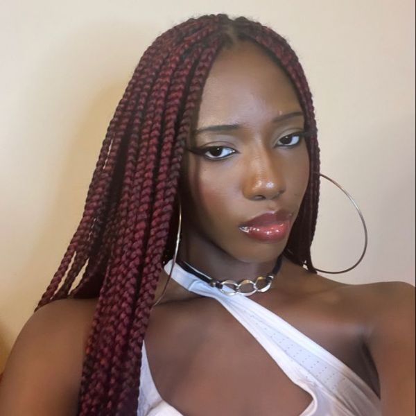 burgundy knotless box braids for autumn FroHub