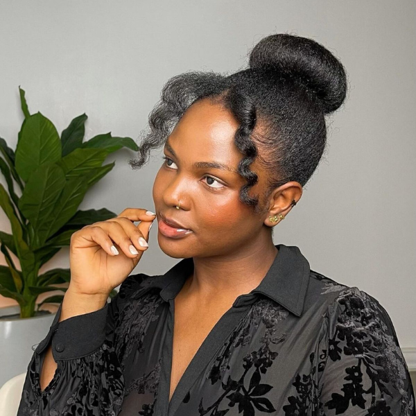 high bun on natural hair FroHub