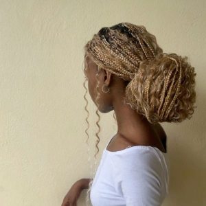 low bun on braids FroHub