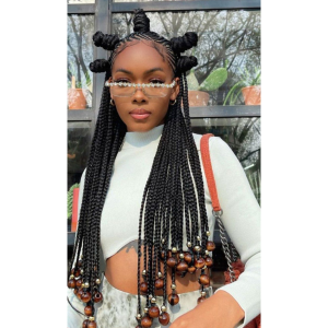 half up half down bantu knots on braids FroHub