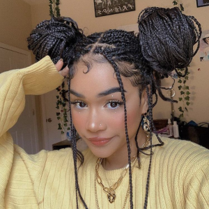 space buns on braids FroHub