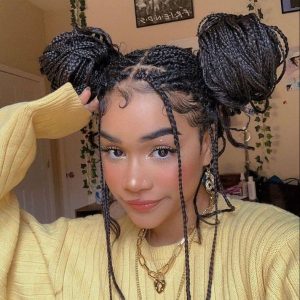 high space buns on braids FroHub