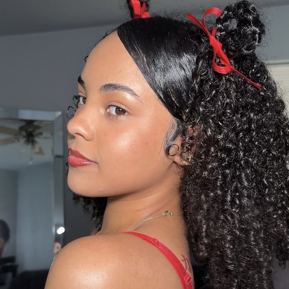 half up half down space buns FroHub